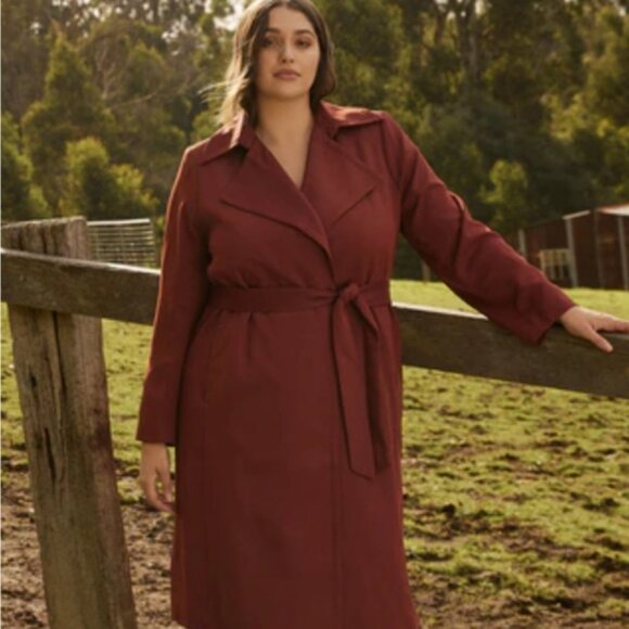 Estelle Lined  Rust Trench Coat for Women Size 1X - Picture 8 of 8